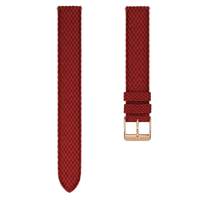 Red Perlon Rose Gold Buckle Strap