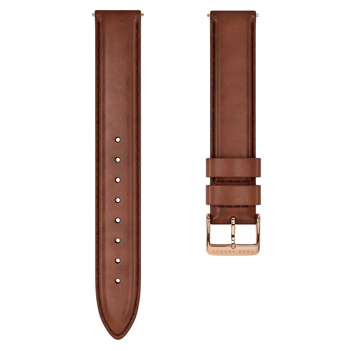 Dark Brown Leather Gold Buckle Strap