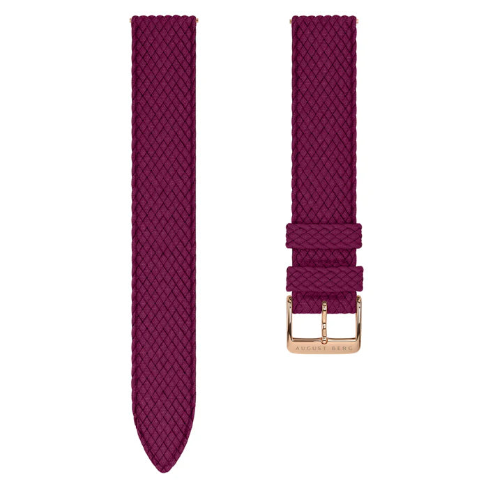 Burgundy Perlon Rose Gold Buckle Strap
