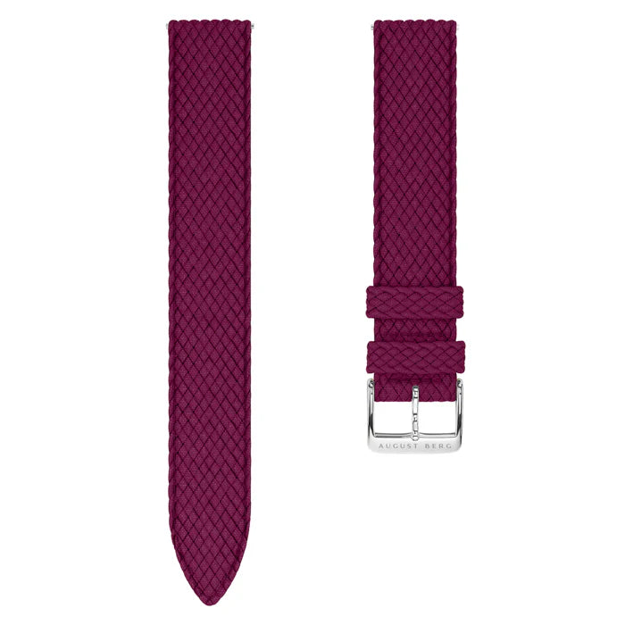Burgundy Perlon Silver Buckle Strap