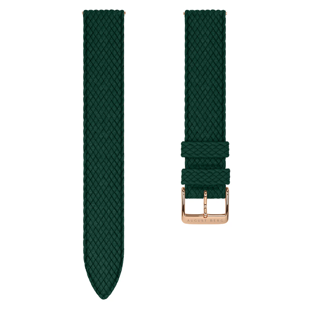 Green Perlon Rose Gold Buckle Strap
