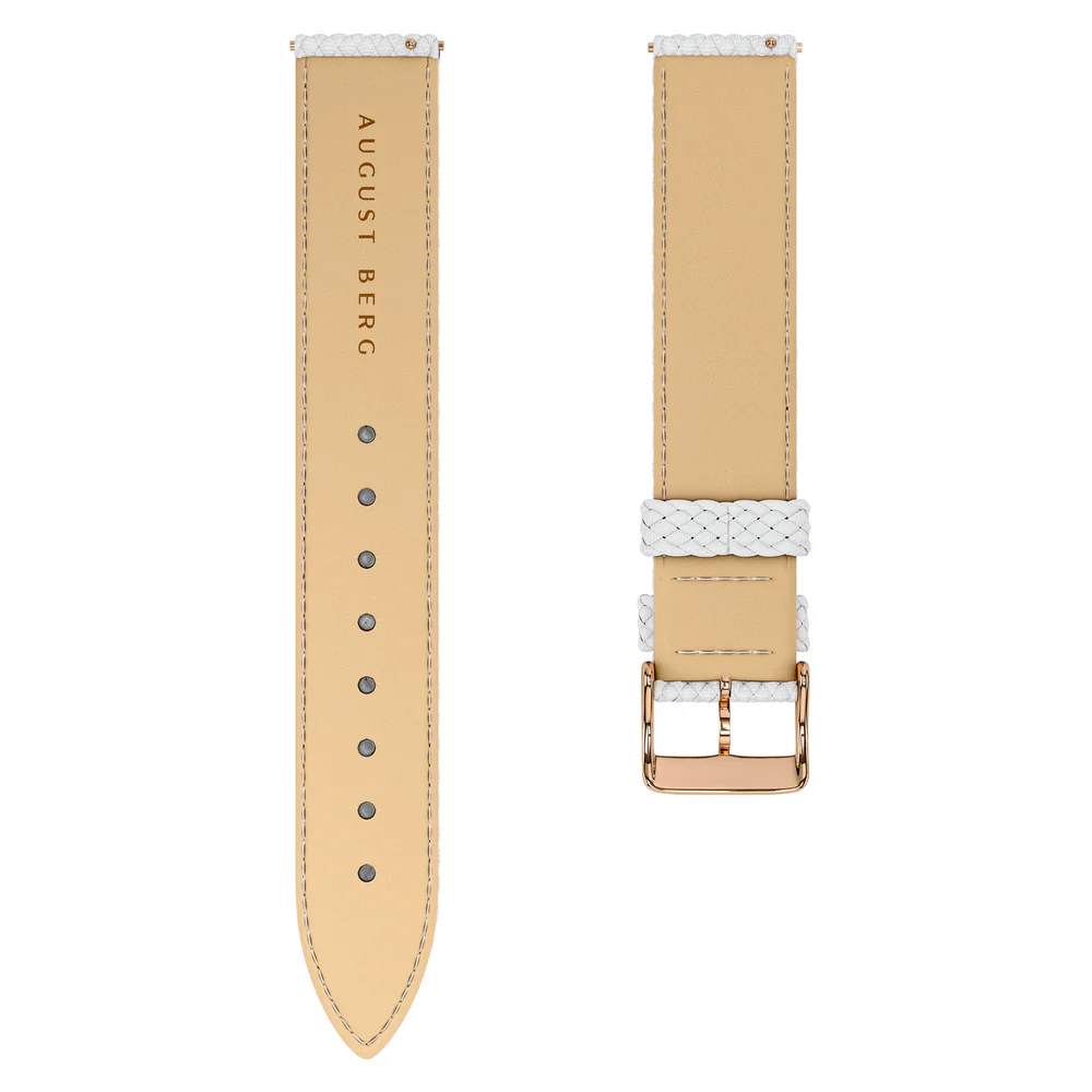 White Perlon Rose Gold Buckle Strap