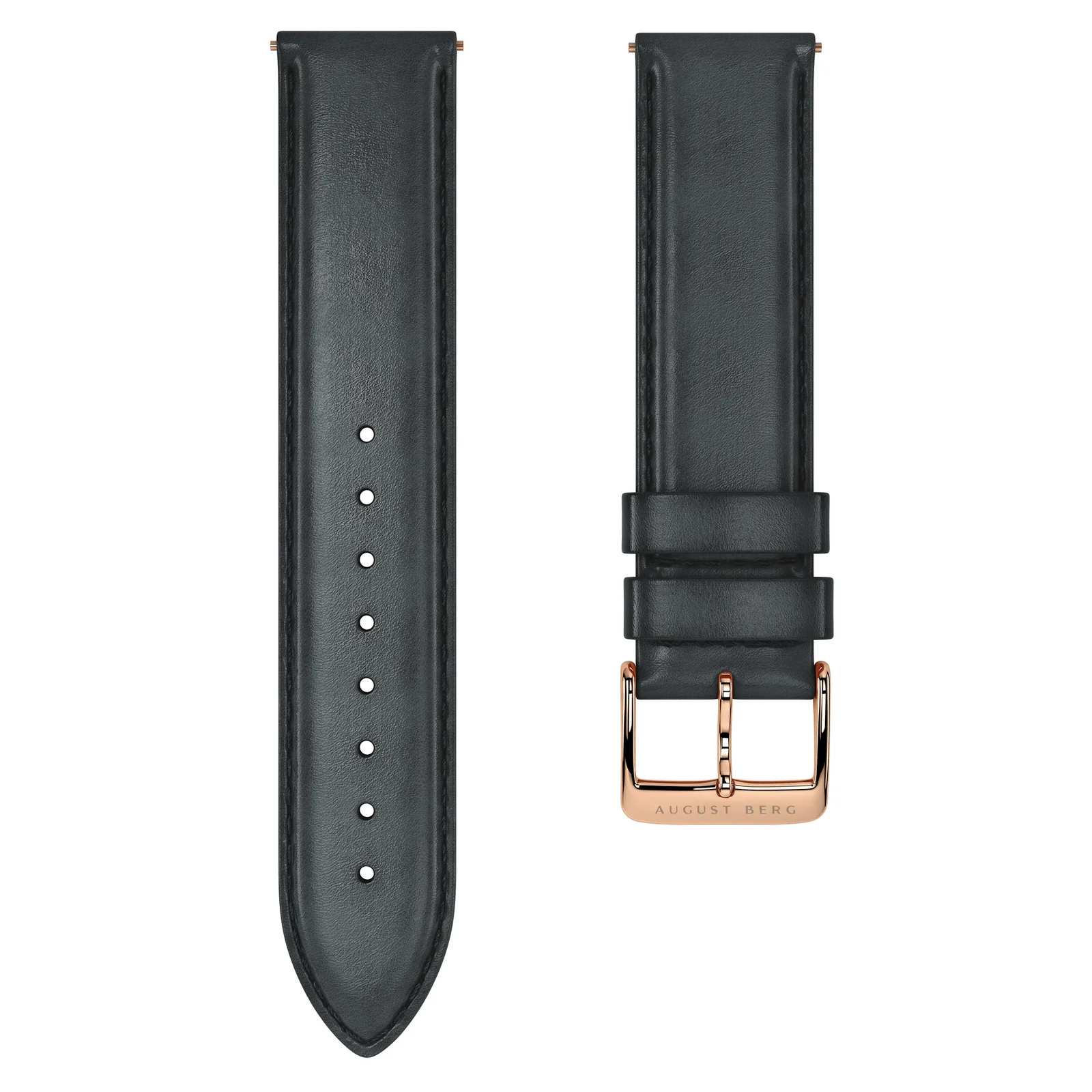 Black Leather Rose Gold Buckle Strap