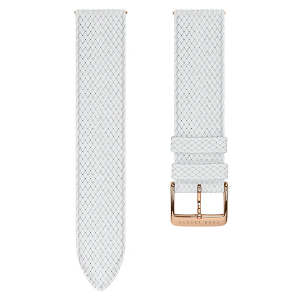 White Perlon Rose Gold Buckle Strap